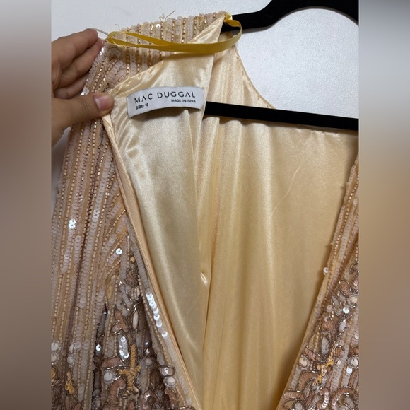 Mac Duggal 5576 Peach Embellished Long Sleeve High Neck Column Dress Size 10 - Picture 17 of 17